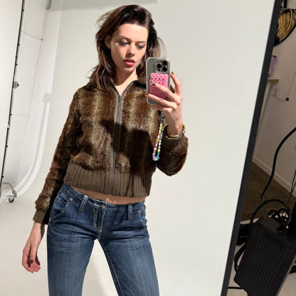 Brown Faux Fur Bomber