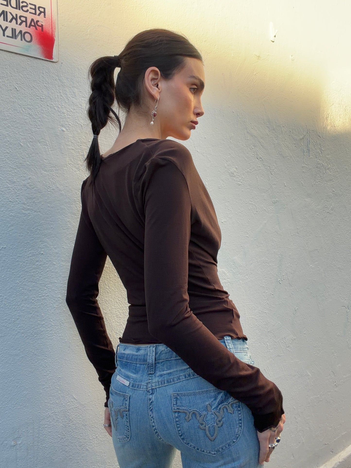 Deep Cowl Top - Brown