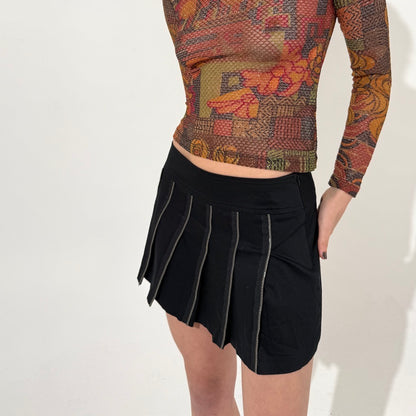 Pleated Zipper Mini Skirt