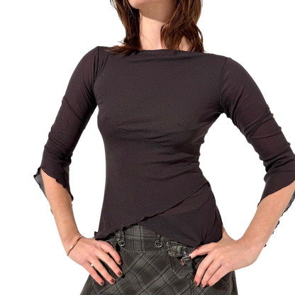 Chocolate Pixie Flare Sleeve Top