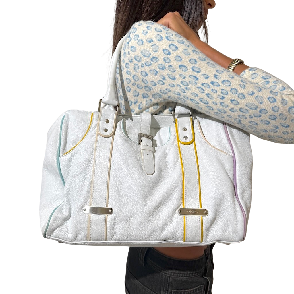 White Leather DKNY Shoulder Bag