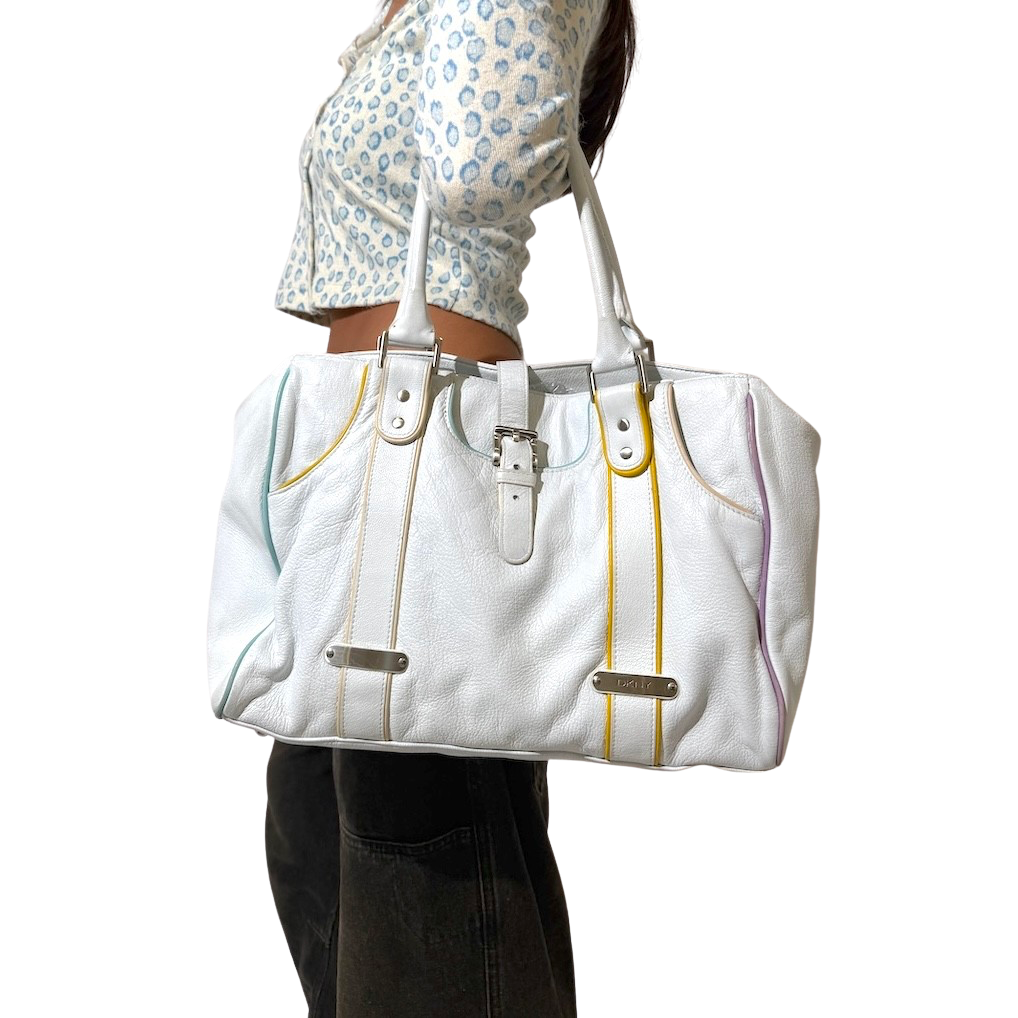 White Leather DKNY Shoulder Bag