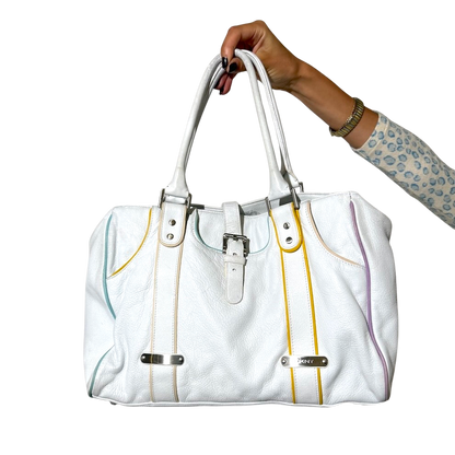White Leather DKNY Shoulder Bag