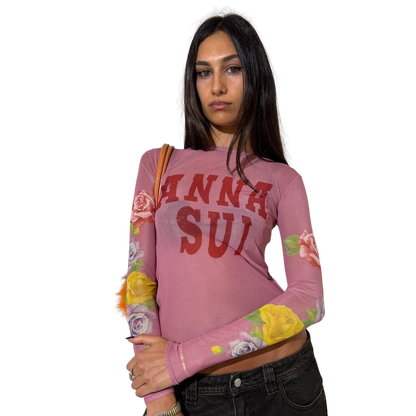 Anna Sui Rose Mesh Top