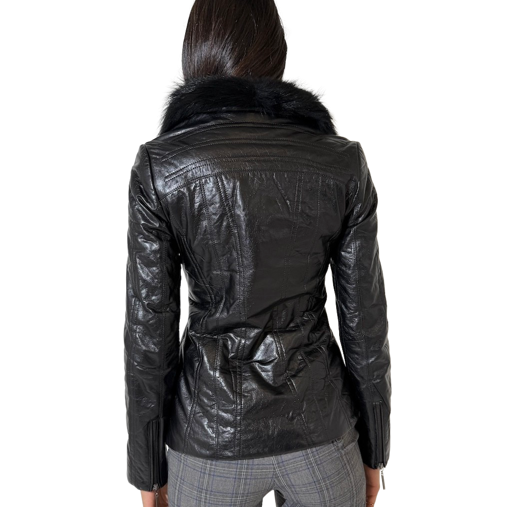 Furr Collar Vintage Leather Jacket