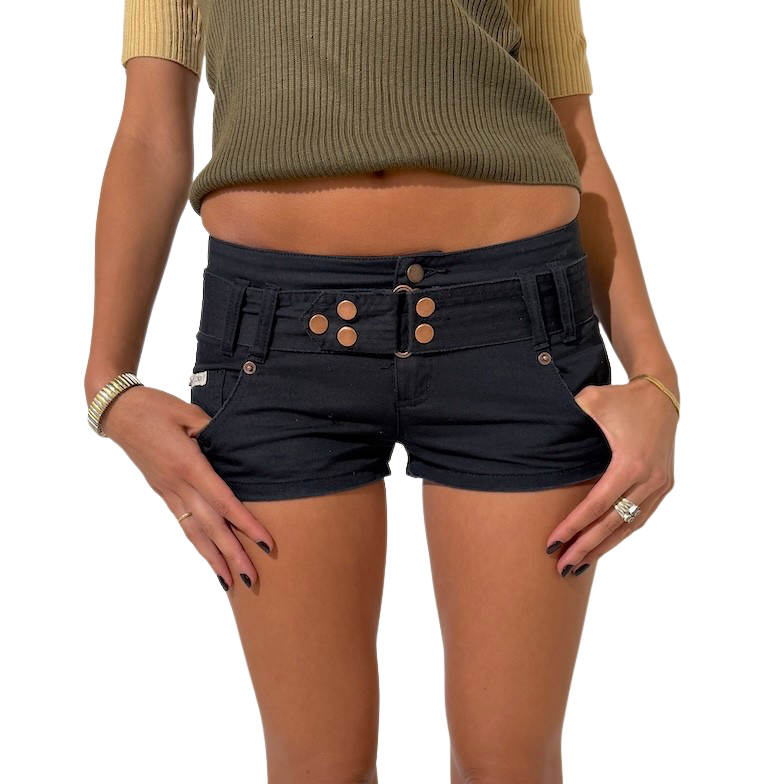 Black Blockout Mirco Low Rise Shorts