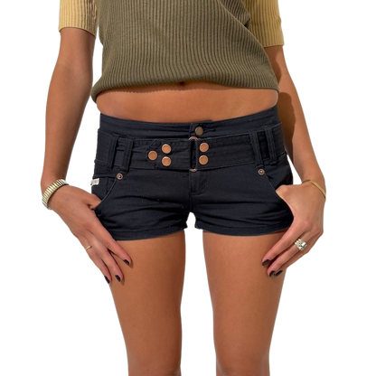 Black Blockout Mirco Low Rise Shorts