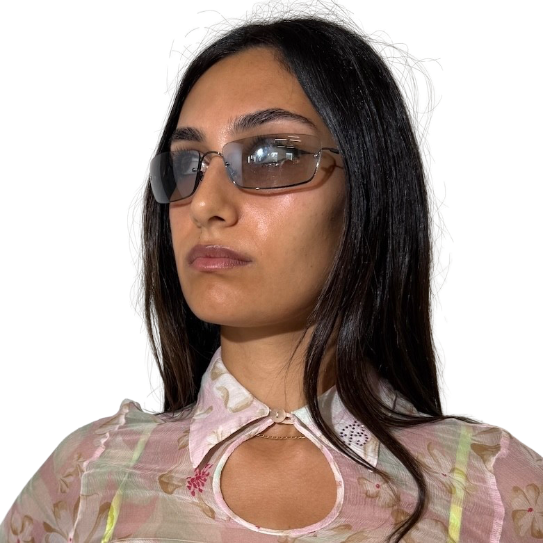 Y2K Half Rimless Clear Rectangle Sunglasses