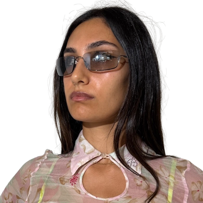 Y2K Half Rimless Clear Rectangle Sunglasses