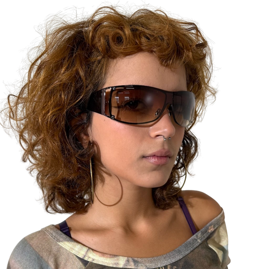 2000s LL Cool Oversized Brown Shield Sunglasses