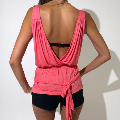 Coral Deep Vee Singlet