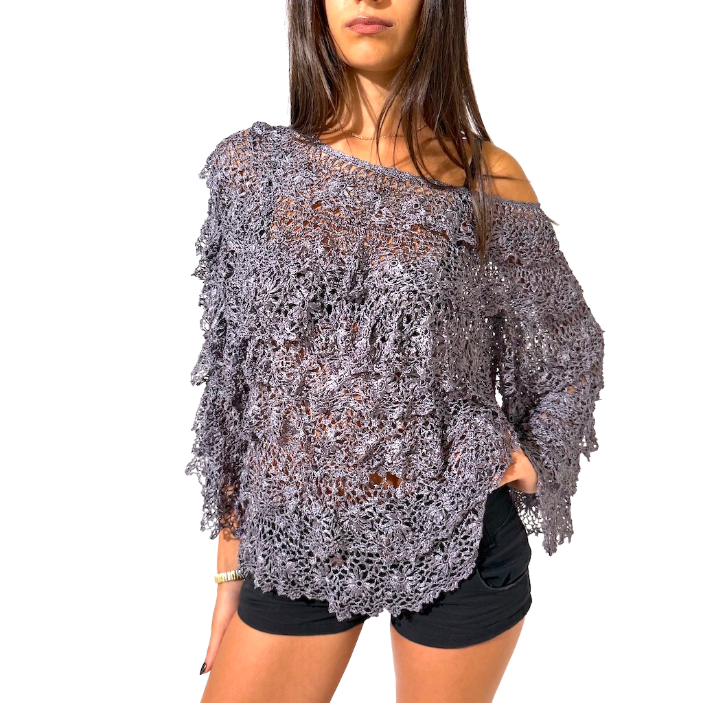 Detailed Crochet Ruffle Top