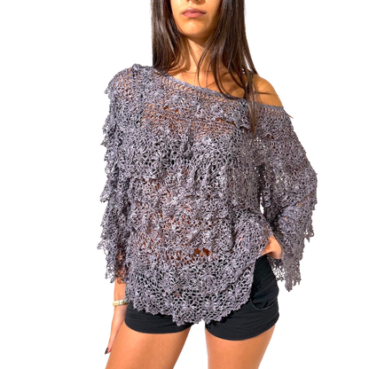 Detailed Crochet Ruffle Top