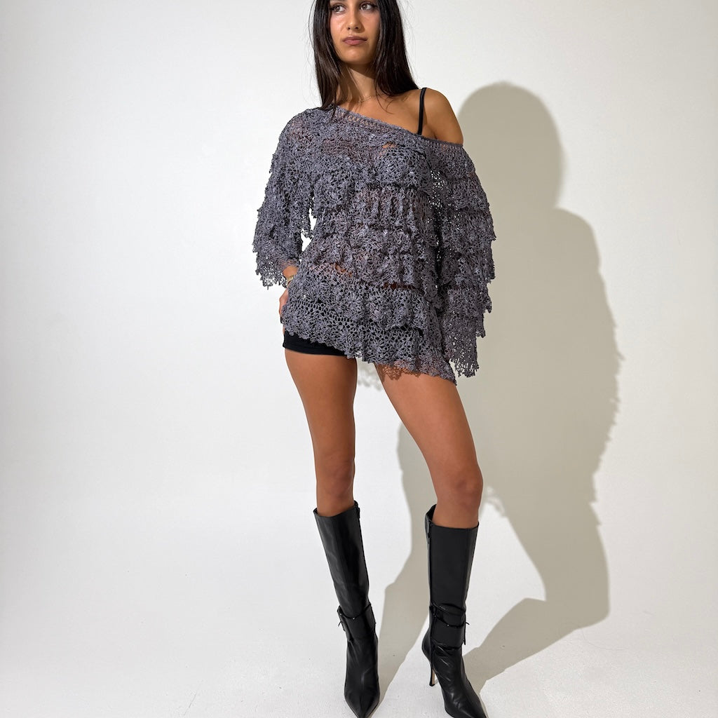 Detailed Crochet Ruffle Top