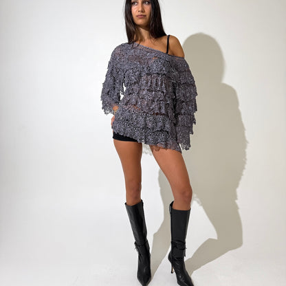 Detailed Crochet Ruffle Top