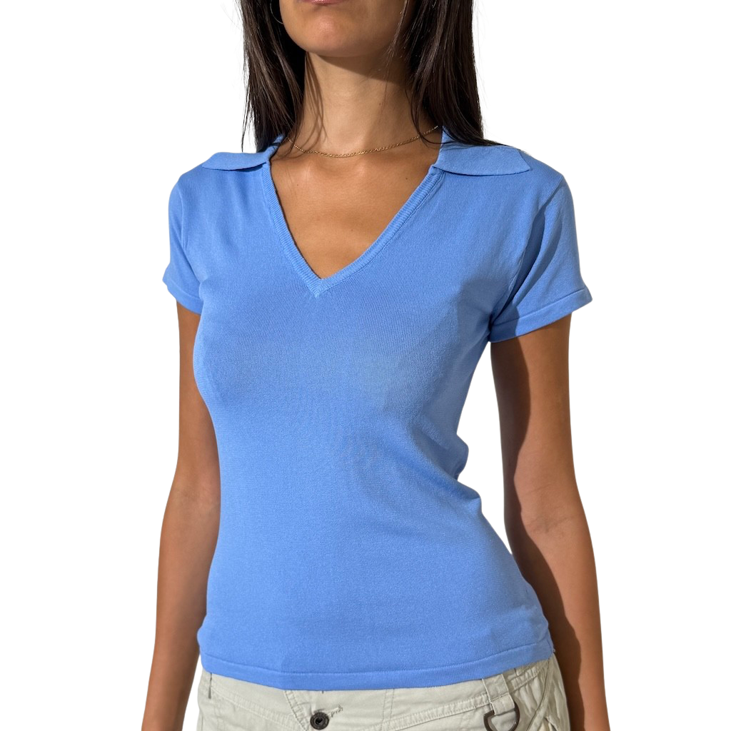 French Blue Polo Knit Tee