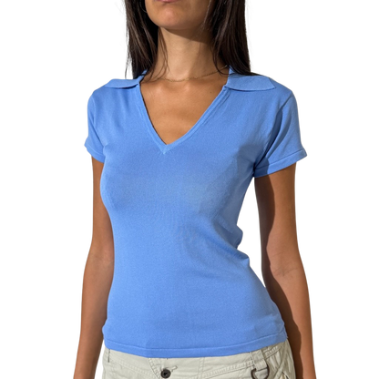 French Blue Polo Knit Tee