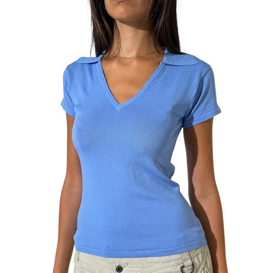 French Blue Polo Knit Tee