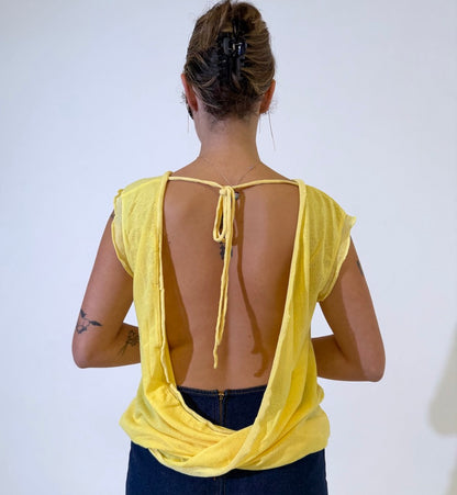 Reversible Pointelle Knit Cross over Top