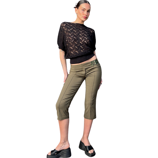 Khaki Vintage Stretch Capri Pants