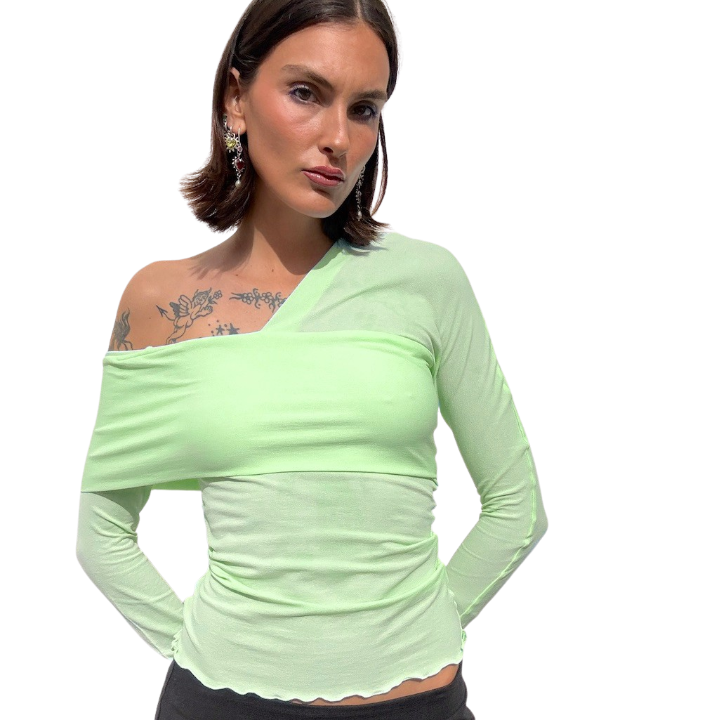 Avalon off shoulder Top - Apple Green
