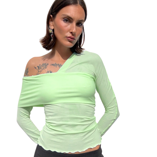 Avalon off shoulder Top - Apple Green