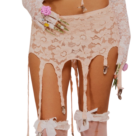 Girl Mess Garter Skirt - Pink Peach