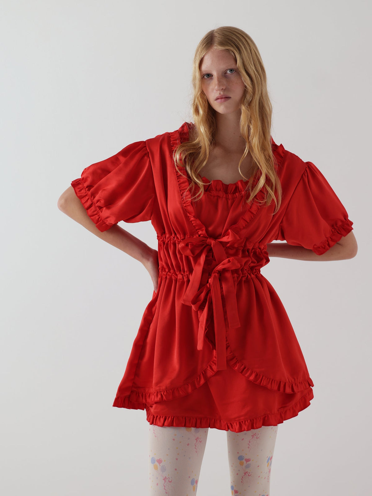 Babydoll Dress - Ribbon Red