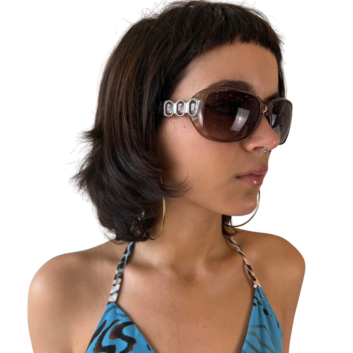 Y2K Brown Round Deadstock Sunglasses