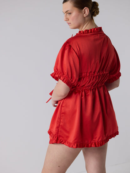 Babydoll Dress - Ribbon Red