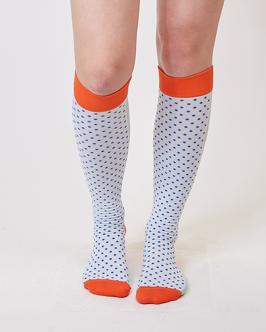 Blue Micro Dot Knee High Socks