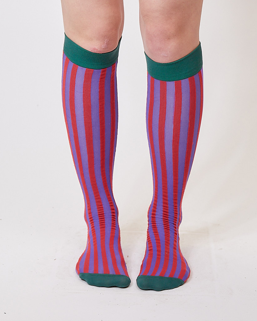 Red Stripe Knee High Socks