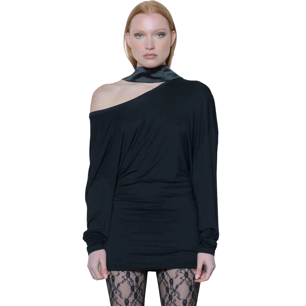 Long Liquid Tee - Black