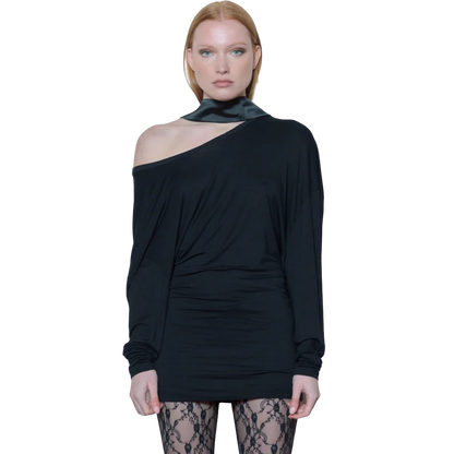 Long Liquid Tee - Black