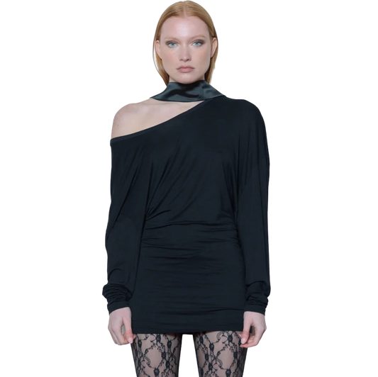 Long Liquid Tee - Black