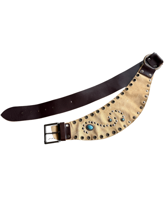 Stud Turquoise Leather Belt