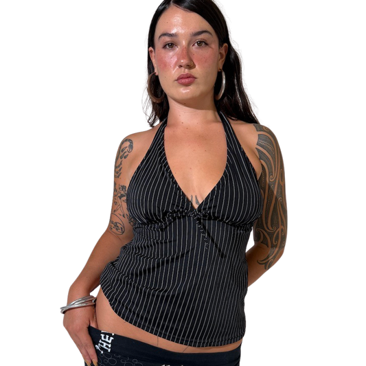 Pinstripe Halter Tankini