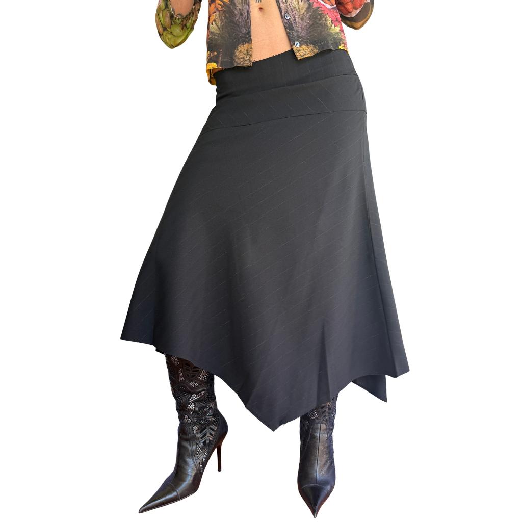 Low Rise Asymmetric Midi Skirt