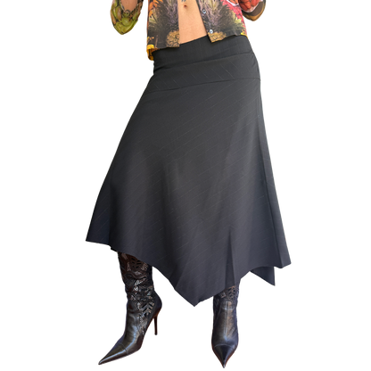 Low Rise Asymmetric Midi Skirt