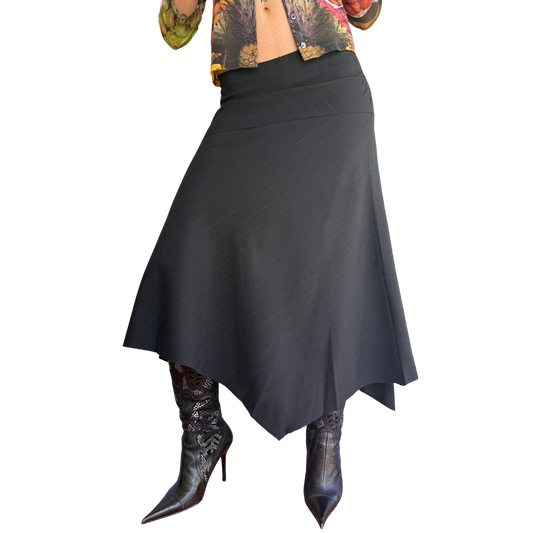 Low Rise Asymmetric Midi Skirt