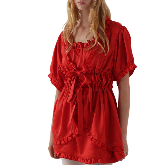 Babydoll Dress - Ribbon Red