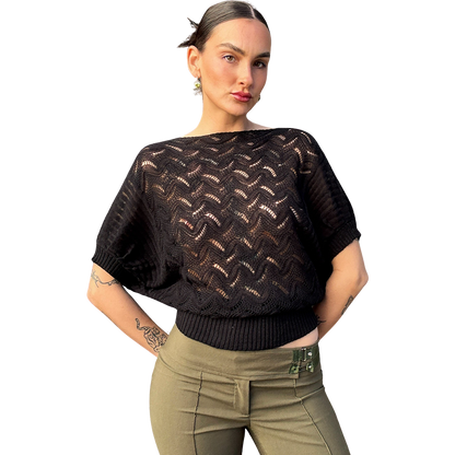 Black Bat Wing Knit Top 2.0