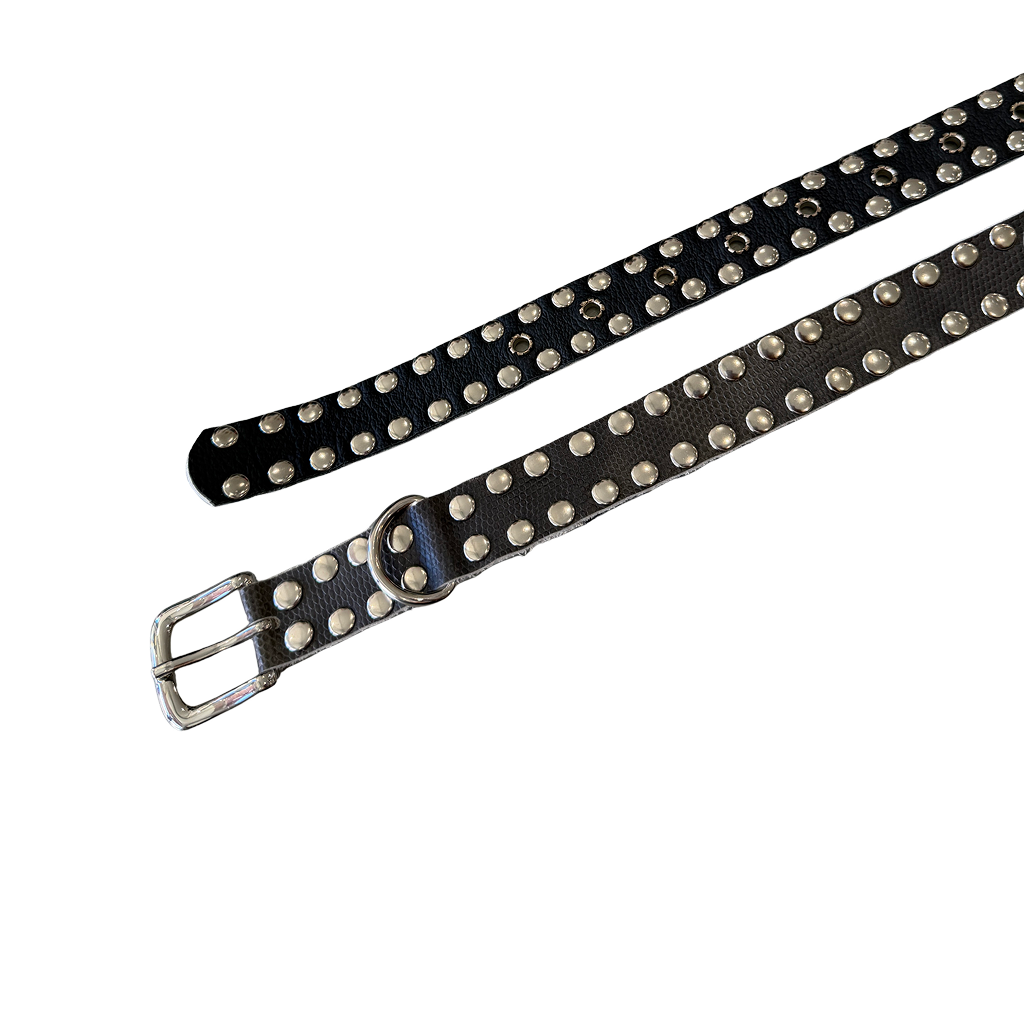 Black Snake Embossed Studded Border Belt