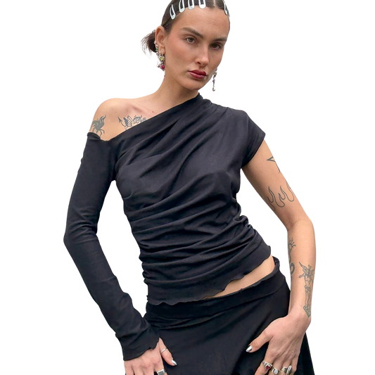 Falling Drape Top - Black