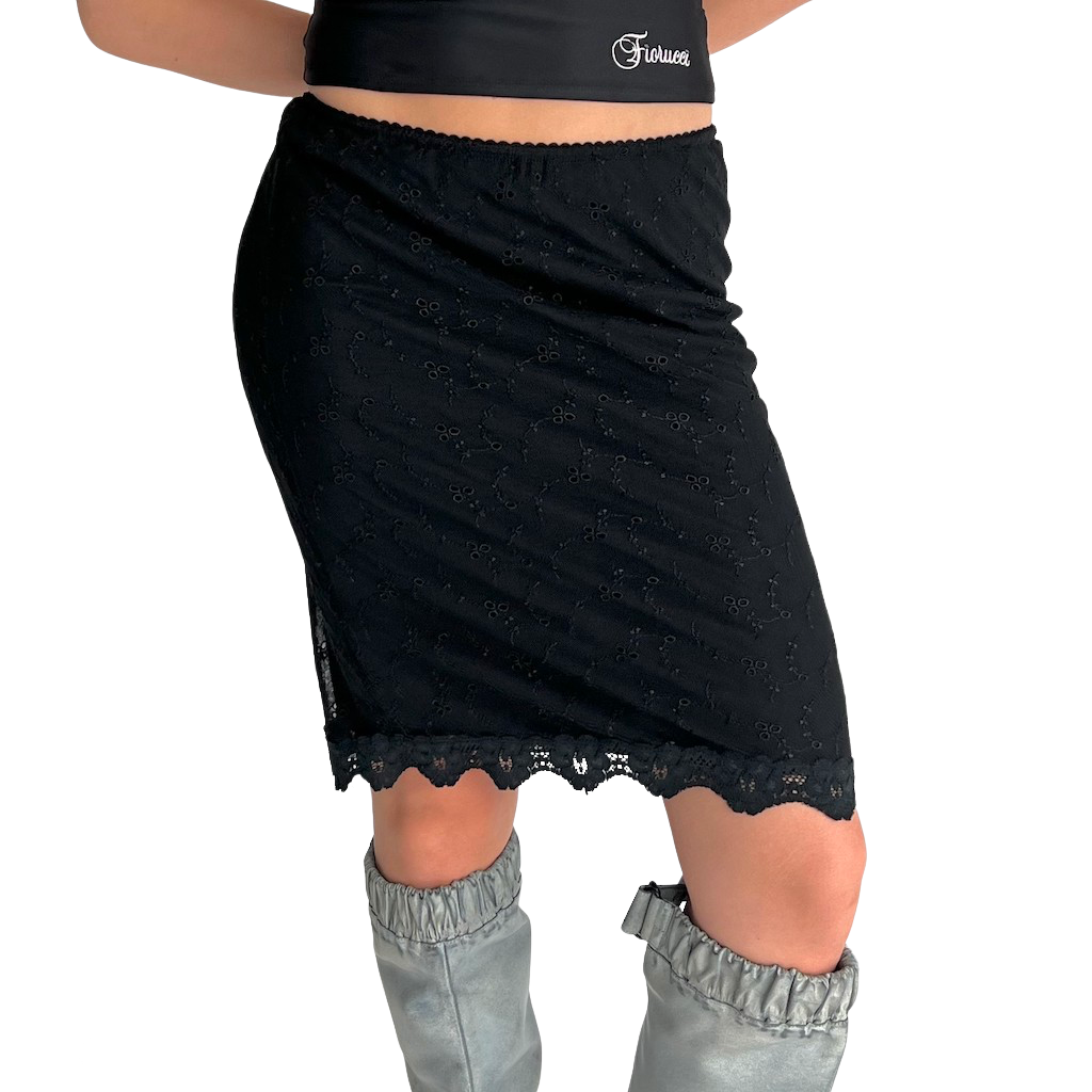 Deadstock Black Lace Midi Skirt