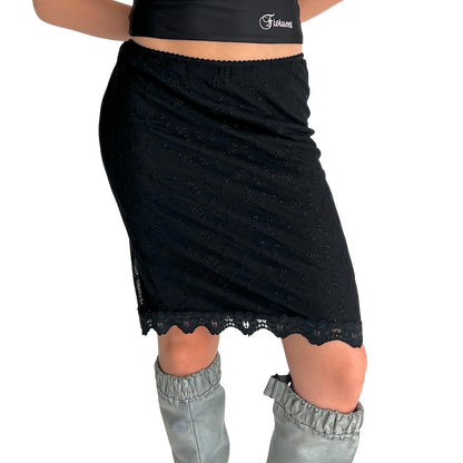 Deadstock Black Lace Midi Skirt