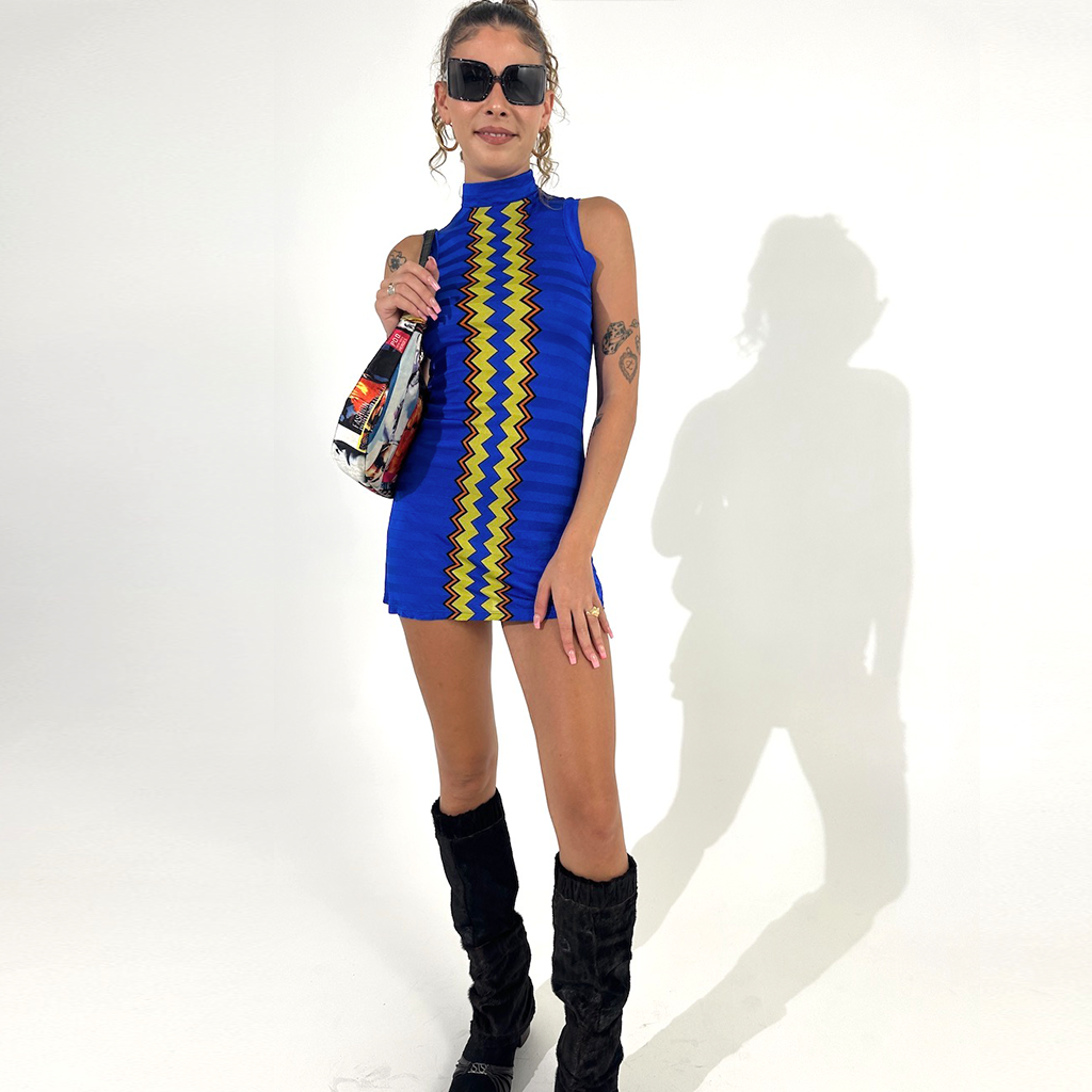 Rave 90s High Neck Mini Dress Rave 90s High Neck Mini Dress