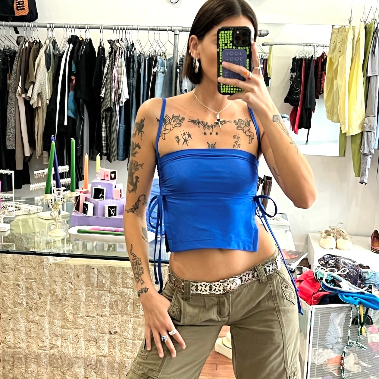 Ruched Crop Boobtube - Royal Blue