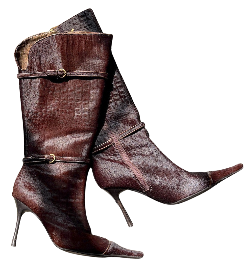 Y2K Buckle and Furr Stiletto Boots