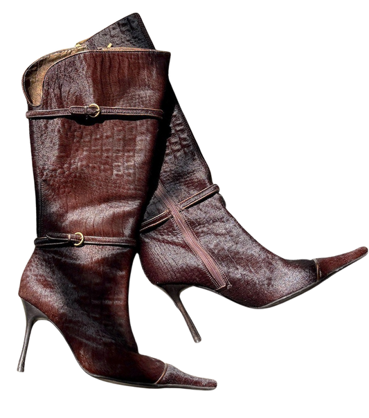 Y2K Buckle and Furr Stiletto Boots